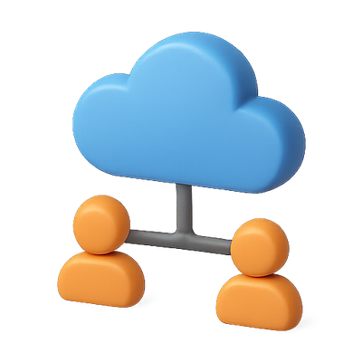 3D Cloud Computing Icon with User Representations