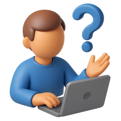 3D Information Icon Featuring a Person with Computer