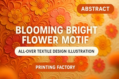 Vibrant Floral Textile Design with 3D Effect