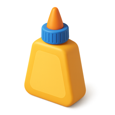 Stylized 3D Glue Bottle Icon with Isometric Design