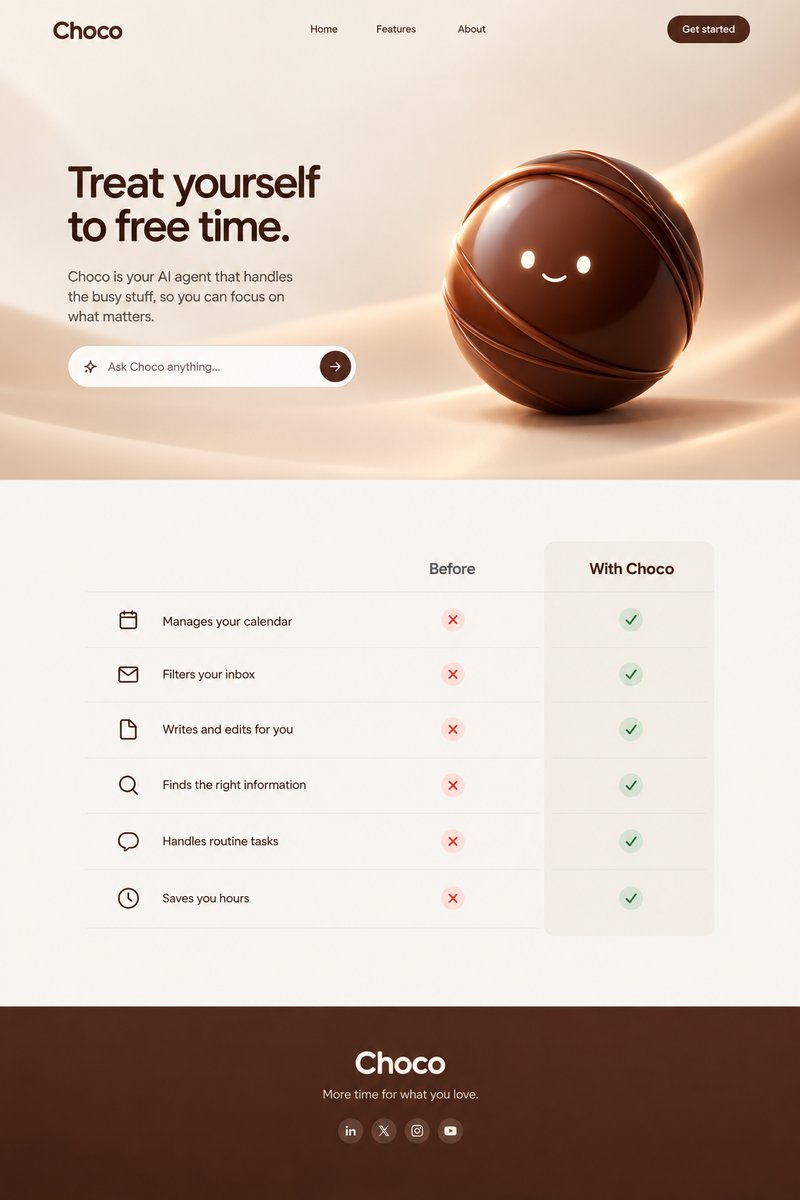 AI agent landing page design