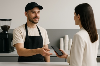 Barista Taking an Order in a Modern Cafe Setting