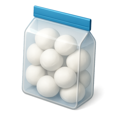 Stylish 3D Cotton Balls Icon in Transparent Bag