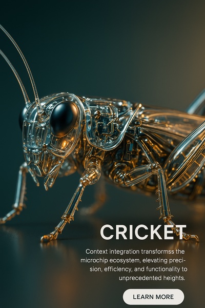 Hyperrealistic Cricket with High-Tech Aesthetics