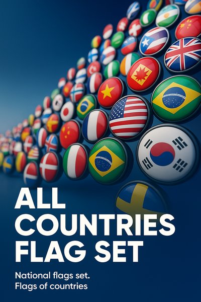 Diverse National Flags in Dynamic Circular Arrangement