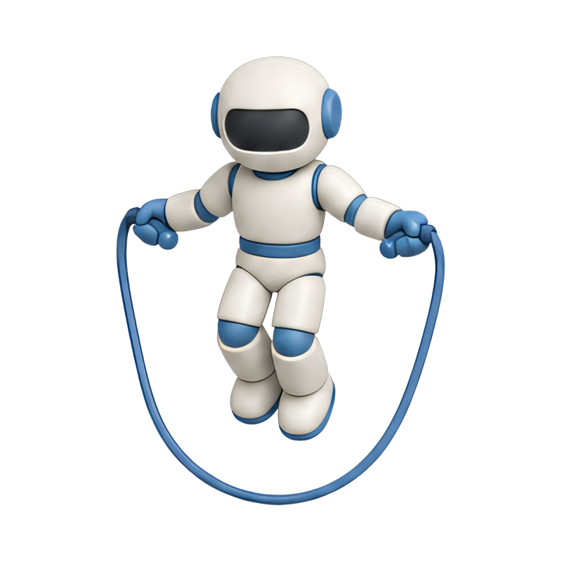 playful robot skipping rope