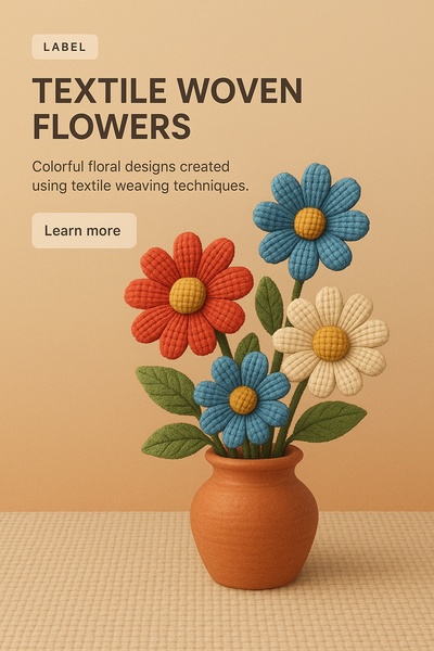 3D Textile Woven Flowers Illustration with Labels