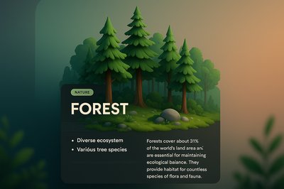 3D Illustration of a Forest with Integrated Design Elements