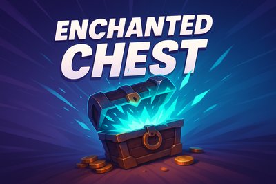 Dynamic Illustration of an Enchanted Chest with Magical Glow