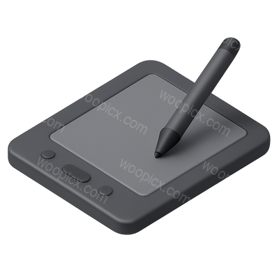 Stylish 3D Drawing Tablet Icon with Stylus
