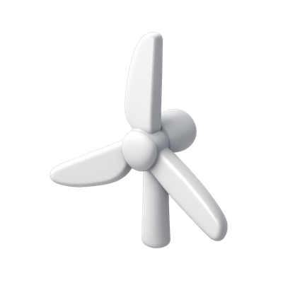 3D Wind Turbine Icon with Isometric Design