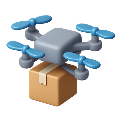 3D Drone Delivery Icon with Package Design