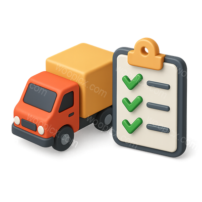 Colorful 3D Delivery Truck Icon with Checklist