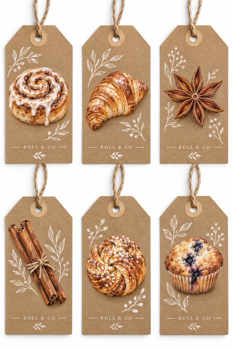cinnamon bakery gift tag set