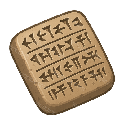 3D Isometric Sumerian Cuneiform Tablet Icon Design