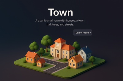 3D Scene of a Quaint Town with Houses and Streets