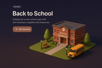 3D School Scene with Back to School Theme