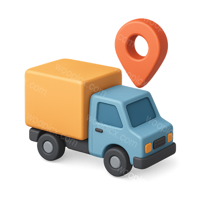 3D Delivery Truck Icon with Location Pin