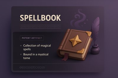 3D Spellbook Illustration with Mystical Elements