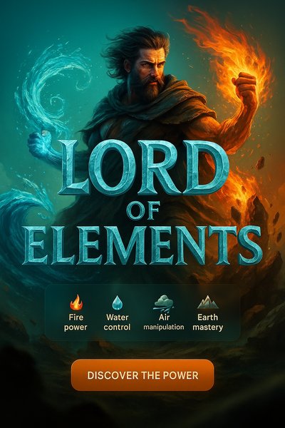 Dynamic Hero Section of Lord of Elements with Realistic Design