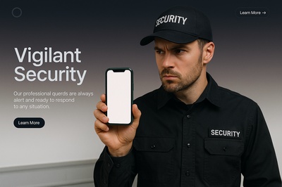 Vigilant Security Guard Holding Phone
