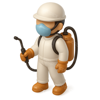 3D Pest Control Technician Icon with Sprayer