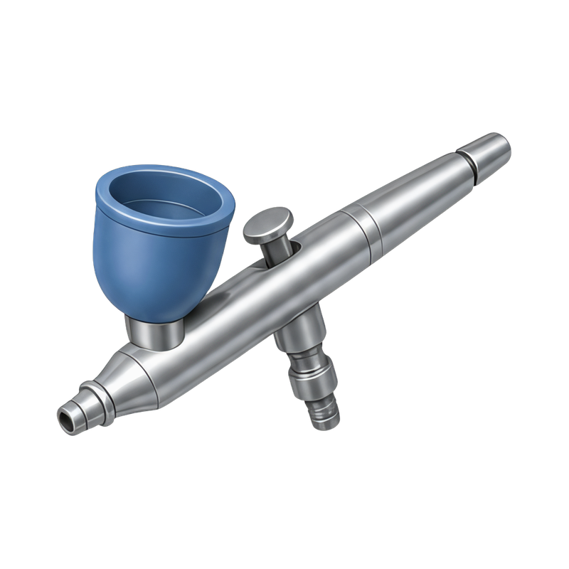 Airbrush with cup on display