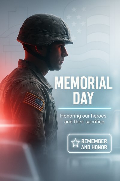 Memorial Day Tribute Graphic Featuring a Soldier's Profile