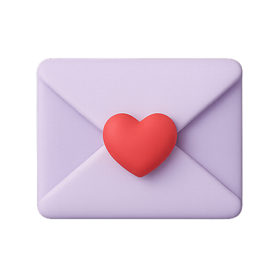 3D Heart-Embellished Envelope Graphic