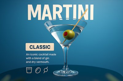 Stylish 3D Illustration of a Martini Cocktail