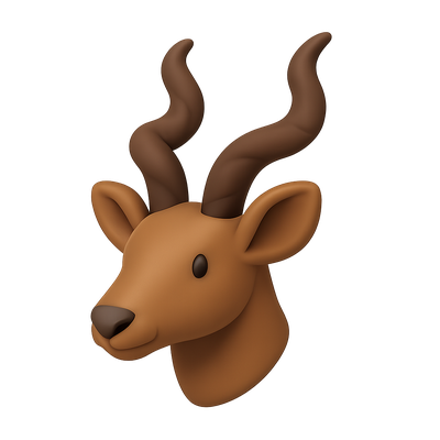 Stylized 3D Kudu Icon with Spiral Horns