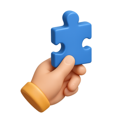 Hand Holding a 3D Puzzle Piece Icon