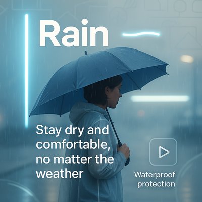 Promotional Image for Waterproof Rain Gear Featuring Person with Umbrella