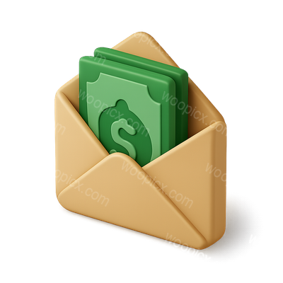 3D Icon of Money Envelope with Cash Inside