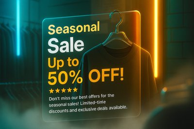 Neon Seasonal Sale Poster with Stylish Design Elements
