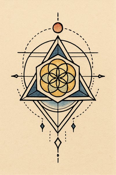 Geometric Sacred Art with Flower of Life Pattern