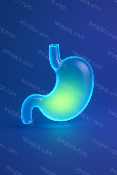 Realistic 3D Glowing Stomach Icon Design