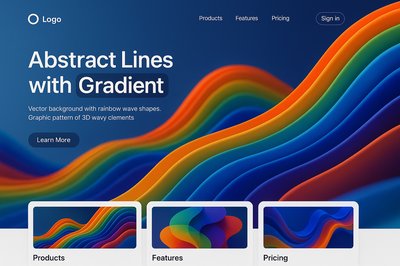 Dynamic Landing Page Design with Gradient Waves and Clean Layout