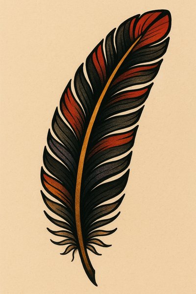 Artistic Feather Illustration with Rich Colors and Detail