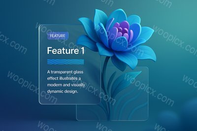 3D Floral Ornament with Transparent Glass Effect