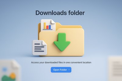 Detailed 3D Illustration of Downloads Folder Interface