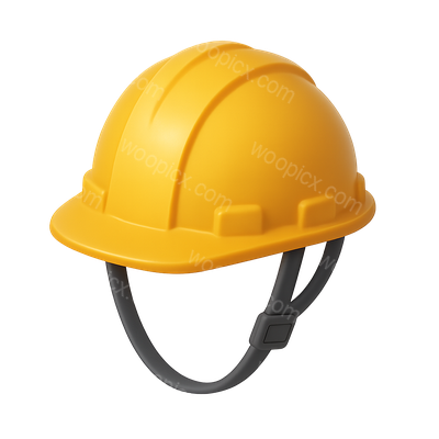 3D Yellow Hard Hat Icon with Chin Strap in Isometric View