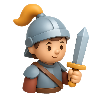 Cute 3D Squire Knight Icon with Sword