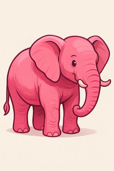 Cute Pink Cartoon Elephant Illustration