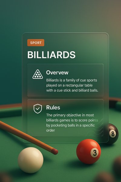 Stylish Billiards Web Page Design with 3D Elements