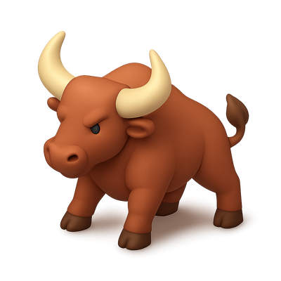 3D Stylized Bull Icon with Strong Horns