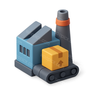 Isometric 3D Production Icon with Conveyor and Box