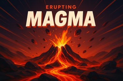 Dynamic Eruption of Magma with Vivid Colors and Depth