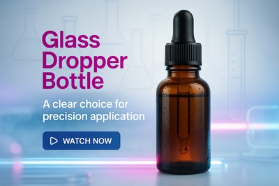 Promotional Image for Glass Dropper Bottle with Call to Action