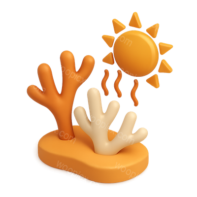 Stylized Coral and Sun Illustration